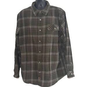 Legendary Whitetail Green Plaid Corduroy Trim Flannel XL Original Buck Camp